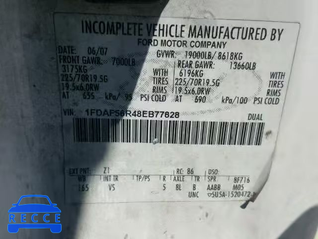 2008 FORD F550 SUPER 1FDAF56R48EB77828 зображення 9