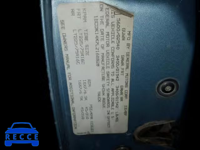 1990 CHEVROLET K1500 1GCDK14K7LZ168828 image 9