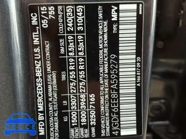 2015 MERCEDES-BENZ GL450 4 MA 4JGDF6EE8FA595279 image 9