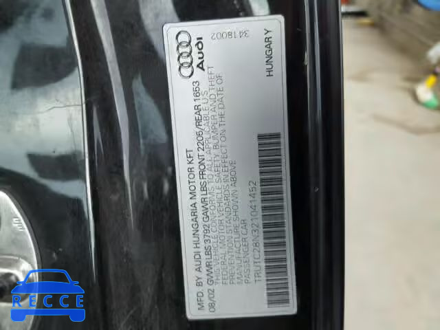 2002 AUDI TT TRUTC28N321041452 image 9