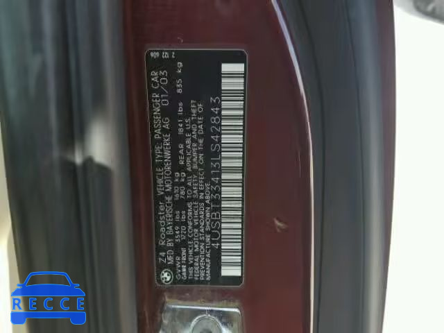 2003 BMW Z4 2.5I 4USBT33413LS42843 image 9