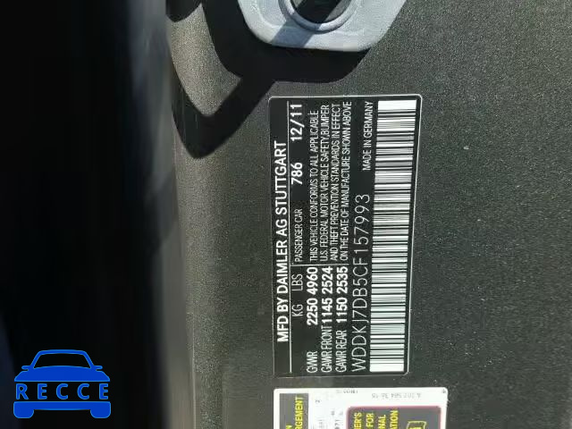 2012 MERCEDES-BENZ E550 WDDKJ7DB5CF157993 image 9