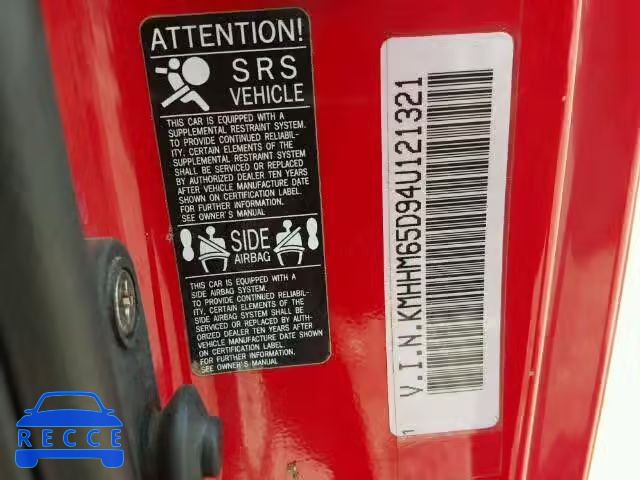 2004 HYUNDAI TIBURON KMHHM65D94U121321 image 9