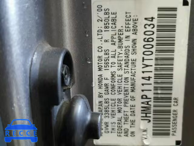 2000 HONDA S2000 JHMAP1141YT006034 image 9