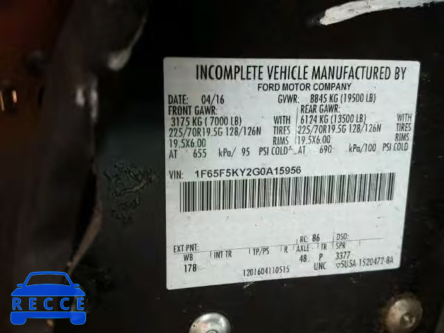 2016 FORD SUPER DUTY 1F65F5KY2G0A15956 image 9