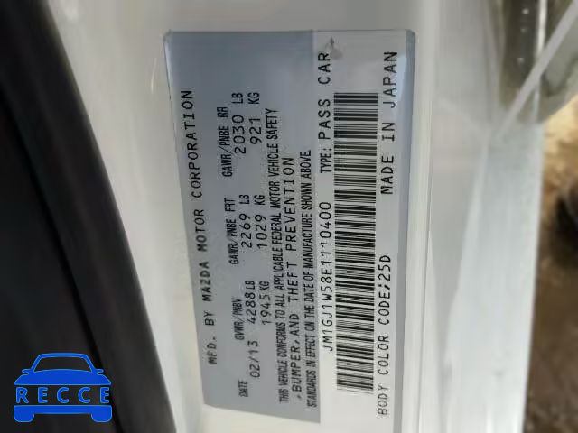 2014 MAZDA 6 GRAND TO JM1GJ1W58E1110400 image 9