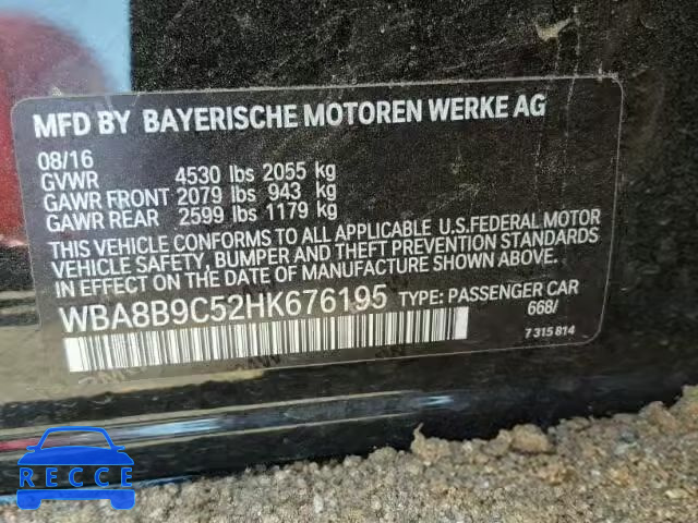 2017 BMW 330 I WBA8B9C52HK676195 зображення 9