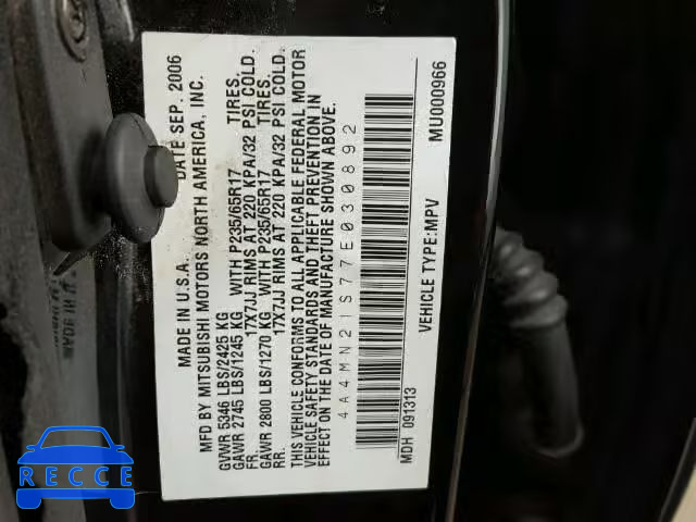 2007 MITSUBISHI ENDEAVOR L 4A4MN21S77E030892 image 9