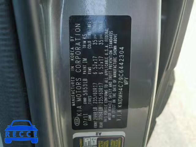 2012 KIA SEDONA EX KNDMH4C79C6442304 image 9