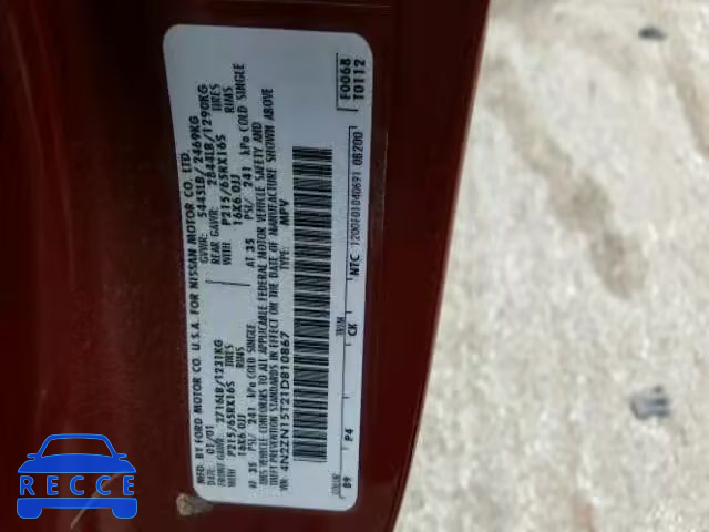 2001 NISSAN QUEST GXE 4N2ZN15T21D810867 image 9