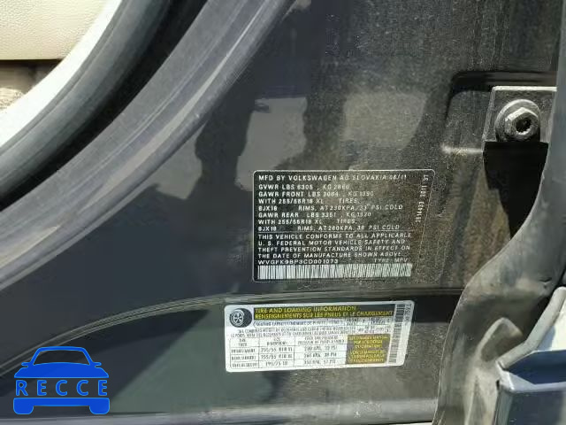 2012 VOLKSWAGEN TOUAREG TD WVGFK9BP3CD001073 зображення 9