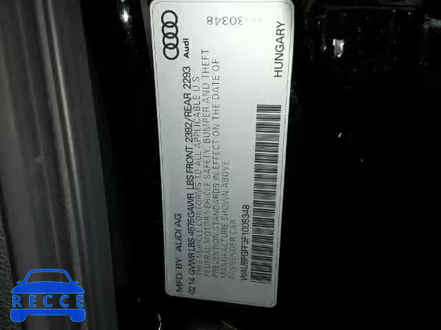2015 AUDI S3 PREMIUM WAUBFGFF3F1005348 image 9