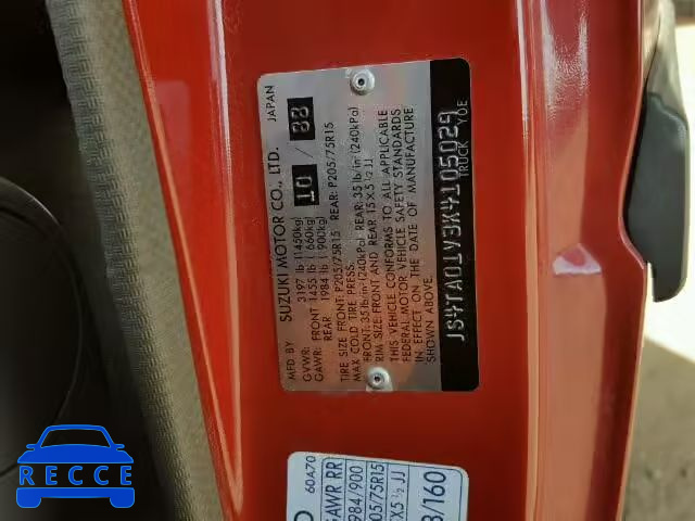 1989 SUZUKI SIDEKICK J JS4TA01V3K4105029 image 9