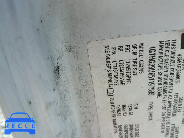 2005 GMC SAVANA G35 1GTHG39U651197585 image 9