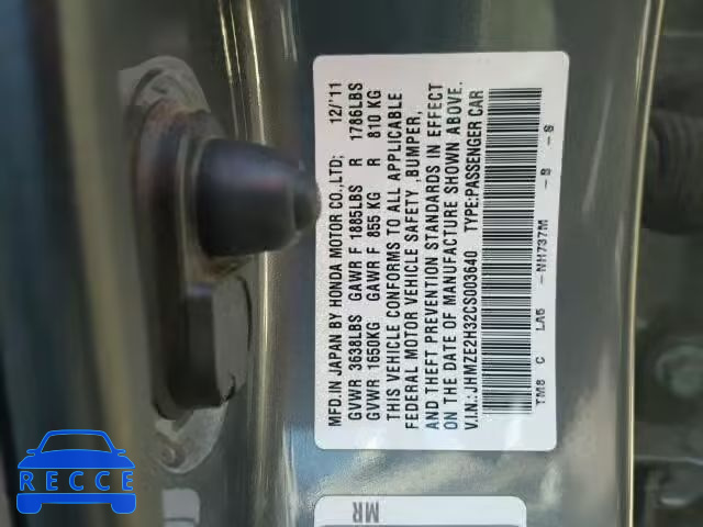 2012 HONDA INSIGHT JHMZE2H32CS003640 image 9
