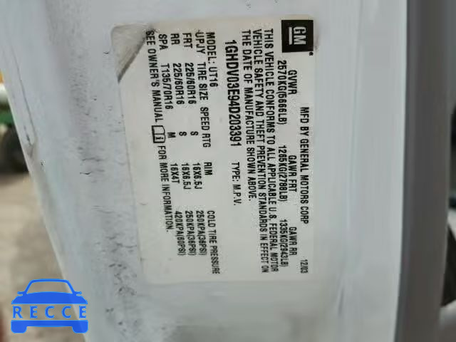 2004 OLDSMOBILE SILHOUETTE 1GHDV03E94D203391 Bild 9