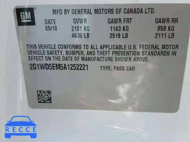 2010 CHEVROLET IMPALA POL 2G1WD5EM5A1252221 Bild 9