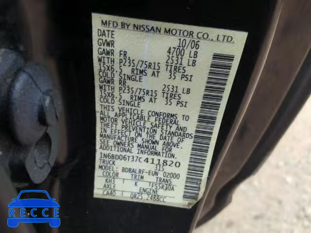 2007 NISSAN FRONTIER X 1N6BD06T37C411820 image 9