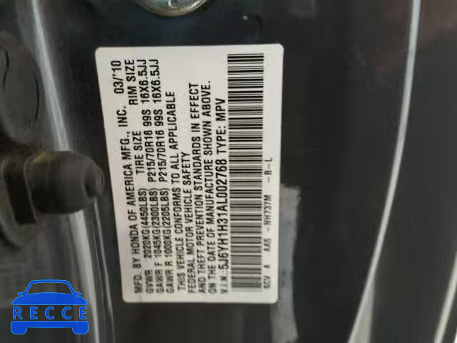 2010 HONDA ELEMENT LX 5J6YH1H31AL002768 image 9