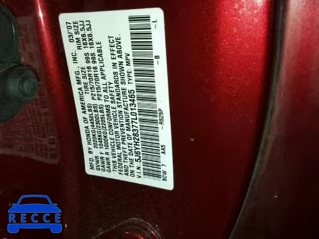 2007 HONDA ELEMENT LX 5J6YH28377L013465 image 9