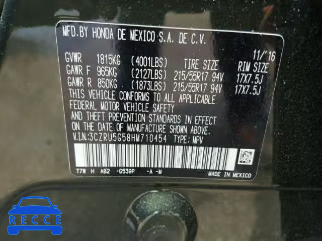 2017 HONDA HR-V EX 3CZRU5G58HM710454 Bild 9