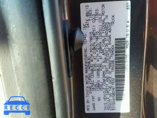 2013 TOYOTA TACOMA 5TFNX4CN0DX017832 image 9