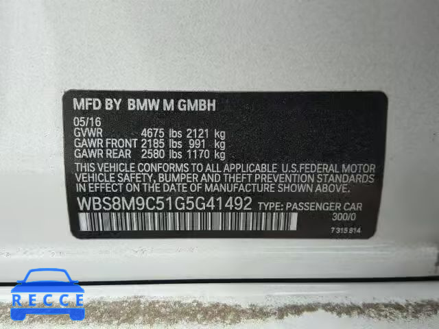 2016 BMW M3 WBS8M9C51G5G41492 зображення 9