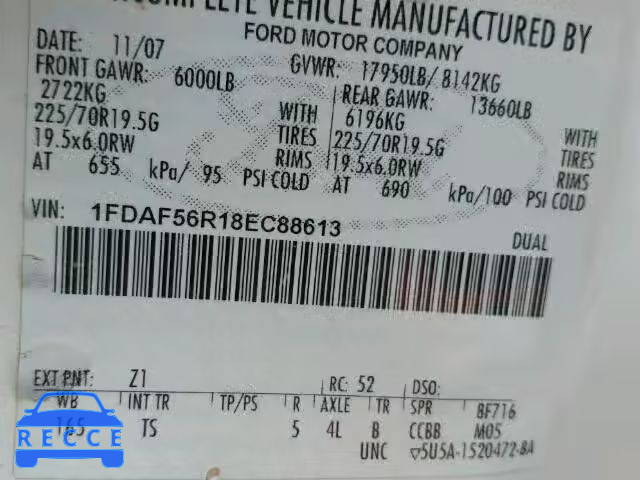 2008 FORD F550 SUPER 1FDAF56R18EC88613 image 9