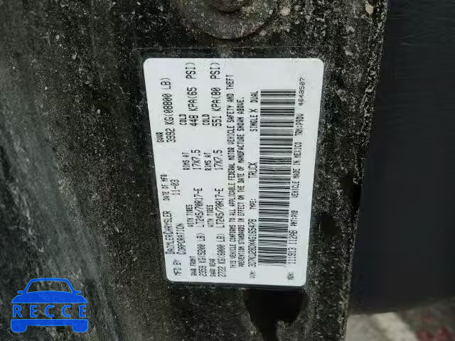 2004 DODGE RAM 2500 S 3D7KU28DX4G165478 image 9
