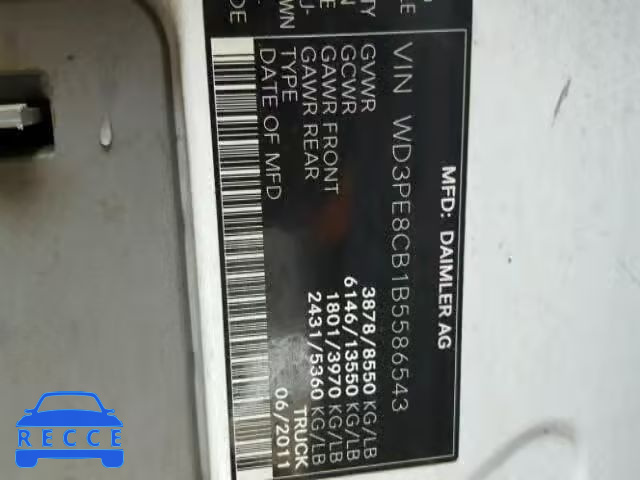 2011 MERCEDES-BENZ SPRINTER 2 WD3PE8CB1B5586543 Bild 9