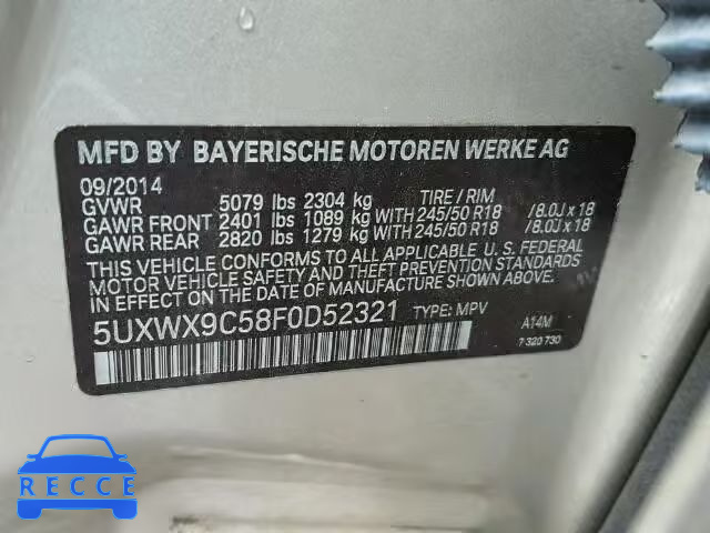 2015 BMW X3 XDRIVE2 5UXWX9C58F0D52321 image 9