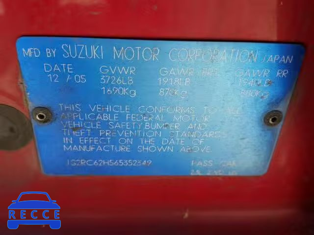 2006 SUZUKI AERIO JS2RC62H565352349 Bild 9