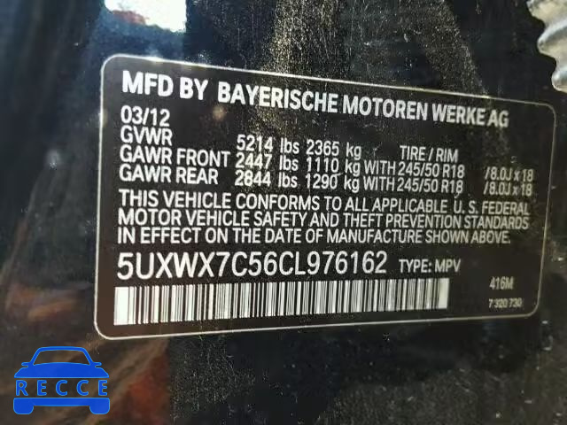 2012 BMW X3 XDRIVE3 5UXWX7C56CL976162 image 9