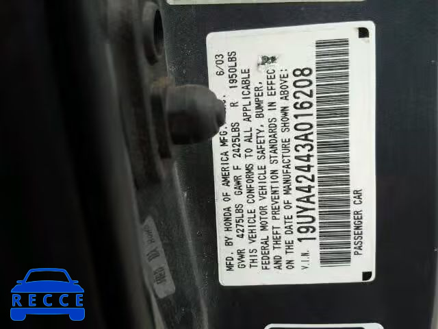 2003 ACURA 3.2 CL 19UYA42443A016208 image 9