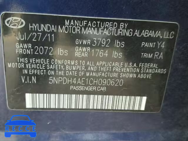 2012 HYUNDAI ELANTRA 5NPDH4AE1CH090620 Bild 9