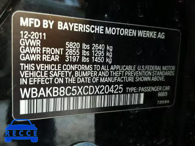 2012 BMW 750LI WBAKB8C5XCDX20425 image 9