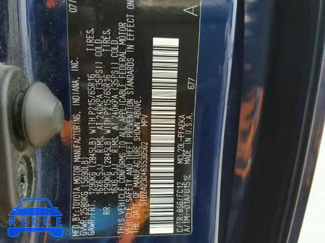 2006 TOYOTA SIENNA 5TDZA23C46S530502 image 9