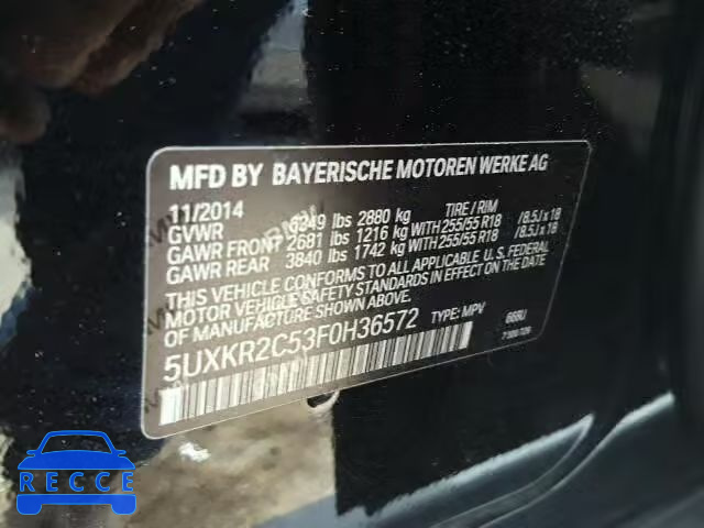2015 BMW X5 SDRIVE3 5UXKR2C53F0H36572 зображення 9