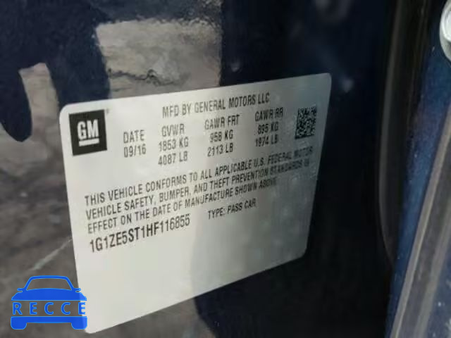 2017 CHEVROLET MALIBU LT 1G1ZE5ST1HF116855 image 9