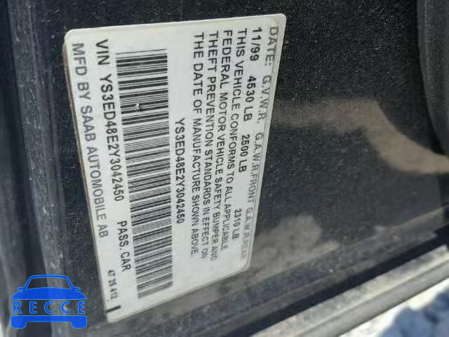 2000 SAAB 9-5 YS3ED48E2Y3042450 image 9