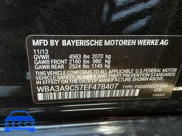 2014 BMW 335I WBA3A9C57EF478407 Bild 9