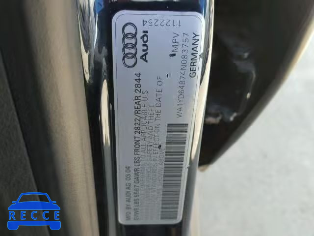 2004 AUDI ALLROAD WA1YD64B74N083757 image 9