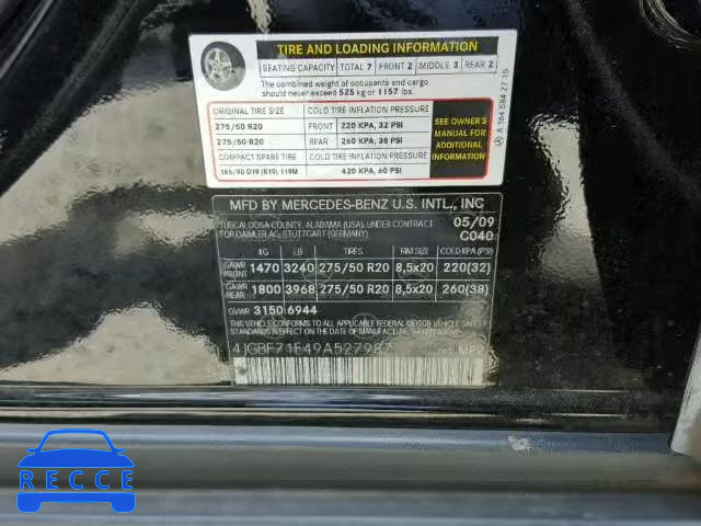 2009 MERCEDES-BENZ GL450 4 MA 4JGBF71E49A527987 image 9