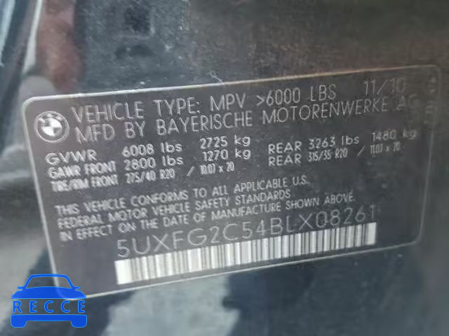 2011 BMW X6 XDRIVE3 5UXFG2C54BLX08261 image 9