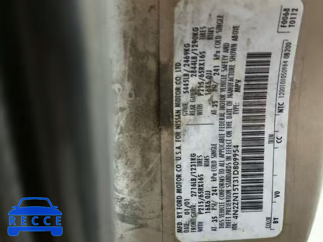 2001 NISSAN QUEST GXE 4N2ZN15T31D809954 image 9