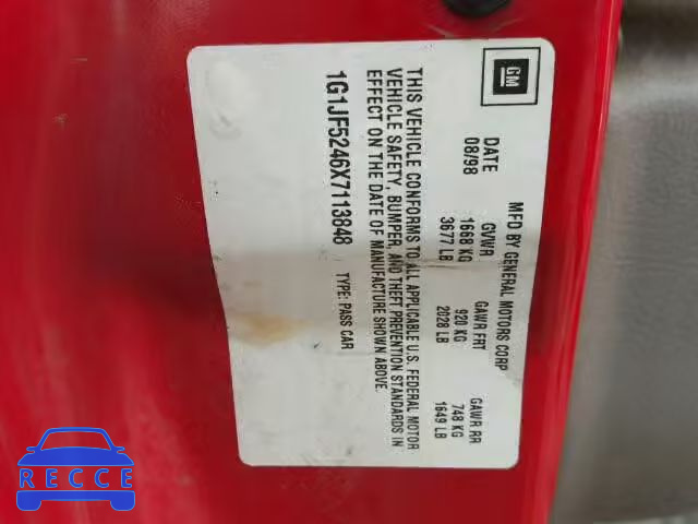 1999 CHEVROLET CAVALIER L 1G1JF5246X7113848 image 9