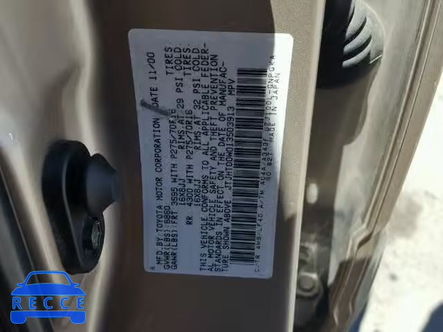 2001 LEXUS LX 470 JTJHT00W013503913 image 9