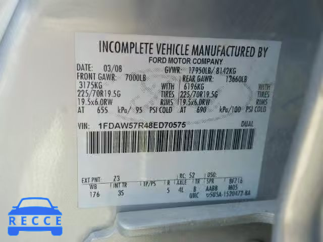 2008 FORD F550 SUPER 1FDAW57R48ED70575 image 9