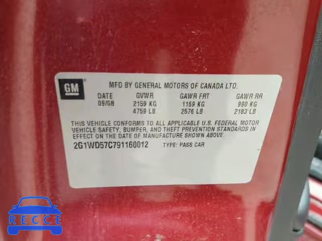 2009 CHEVROLET IMPALA SUP 2G1WD57C791160012 image 9