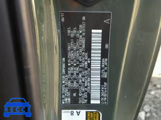 2011 TOYOTA FJ CRUISER JTEBU4BF8BK113154 image 9